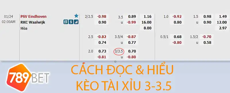 cách đọc và hiểu kèo tài xiu 3 - 3.5